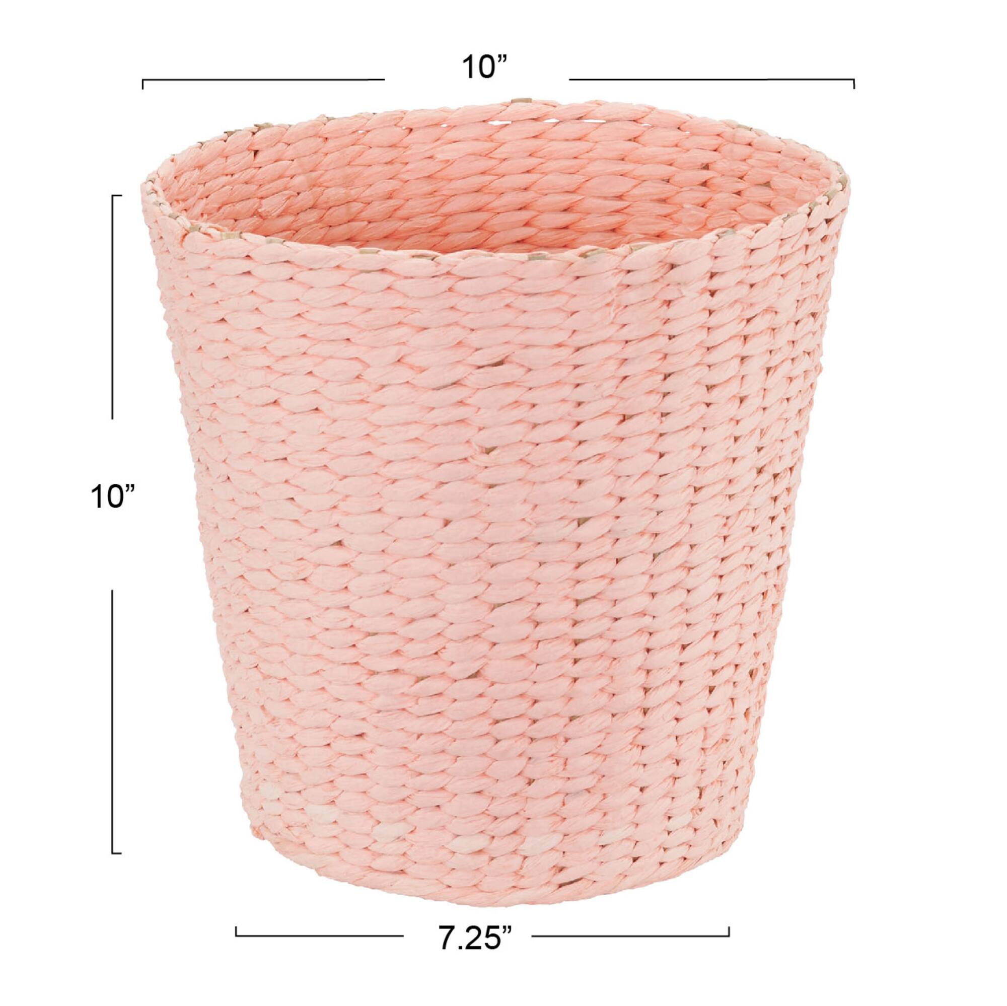 Household Essentials Pink Woven Paper Rope Waste Basket